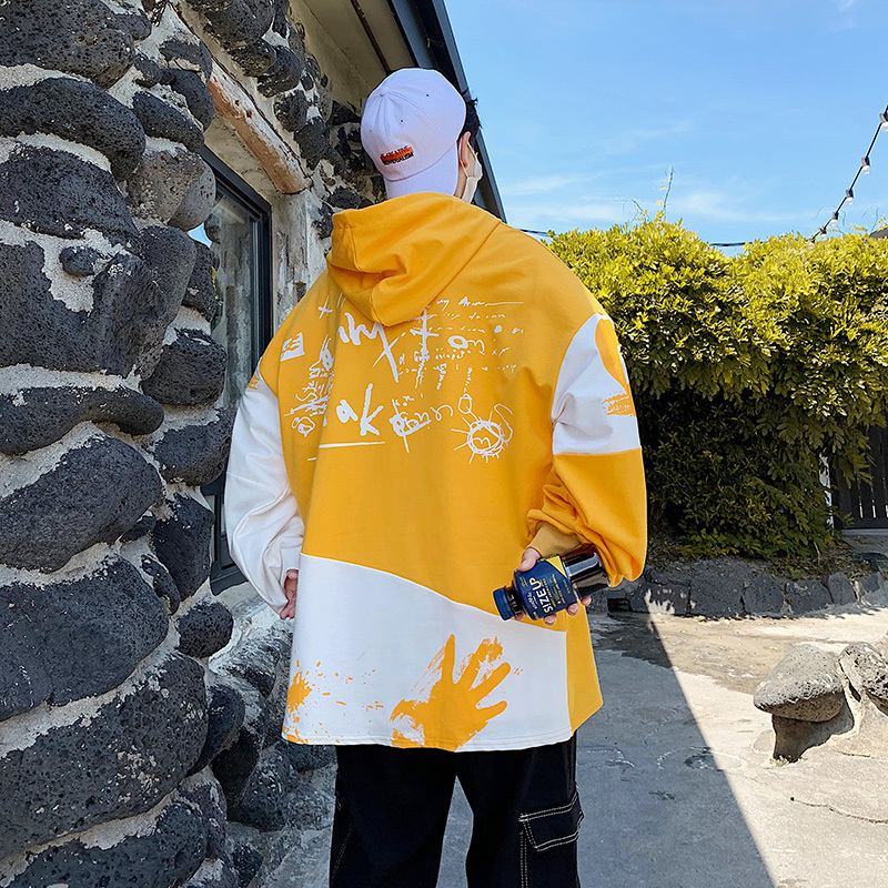 SingleRoad Mens Hoodies Men Graffiti Oversized Patchwork Hip Hop Harajuku Japanese Streetwear Sweatshirt Purple Hoodie Men 201020
