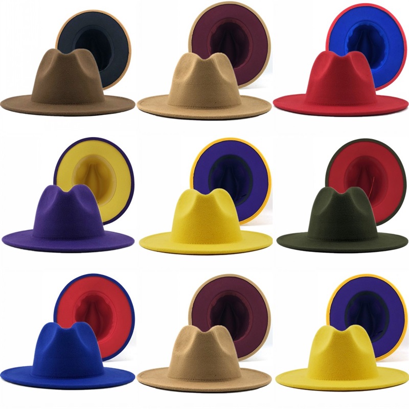 Unisex Flat Brim Wool Felt Fedora Hats with Belt Red Black Patchwork Jazz Formal Hat Panama Cap Trilby Chapeau for Men Women 264 R2, Blue;gray
Unisex Flat Brim Wool Felt Fedora Hats with Belt Red Black Patchwork Jazz Formal Hat Panama Cap Trilby Chapeau for Men Women 264 R2, Blue;gray