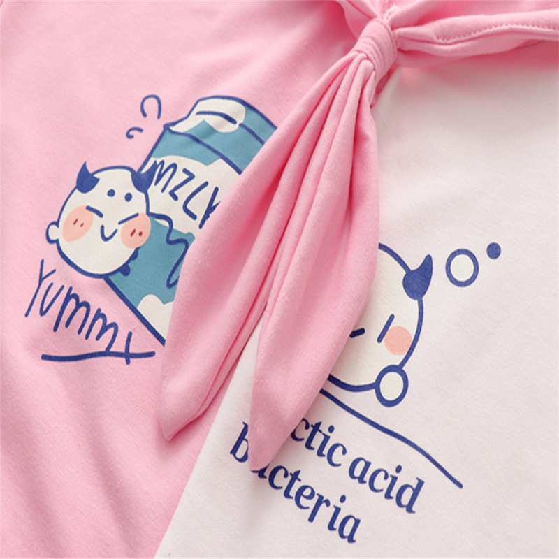 Merry Pretty Women Cartoon Print Pink Hooded Sweatshirts Winter Long Sleeve Tie Collar Hoodies Femme Harajuku Pullovers 201102
