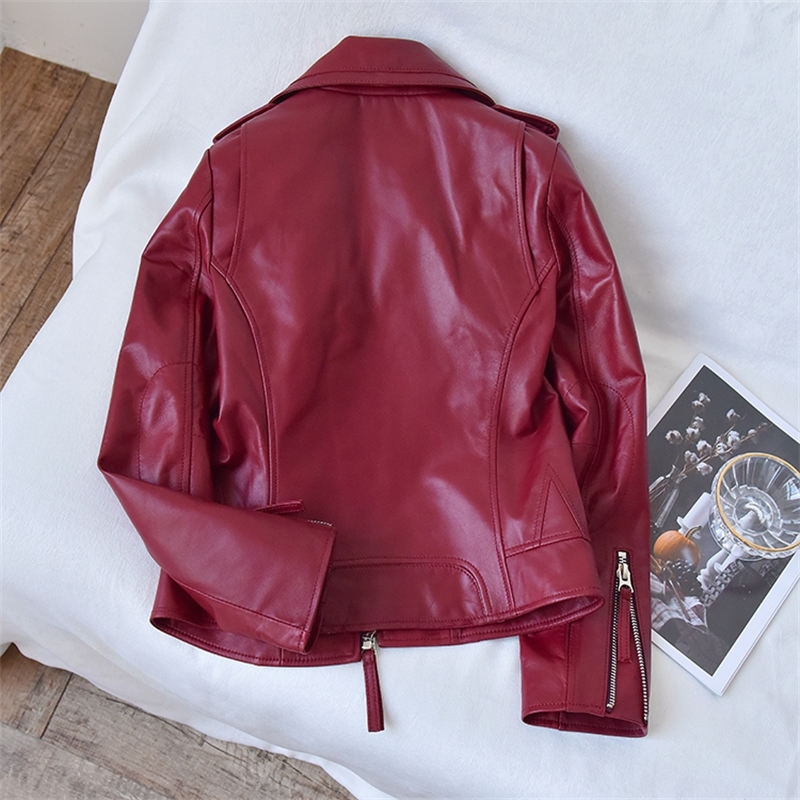 Free shipping, new quality women Genuine leather jacket.fashion sheepskin biker clothes,casual slim leather coat,wholesales 210201