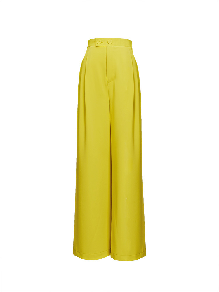 Graceful Female Loose StraightCut High Waist Pants Oversized Casual Stylish Fabric Wide Leg Pants Korean Fashion Female Pants 201012