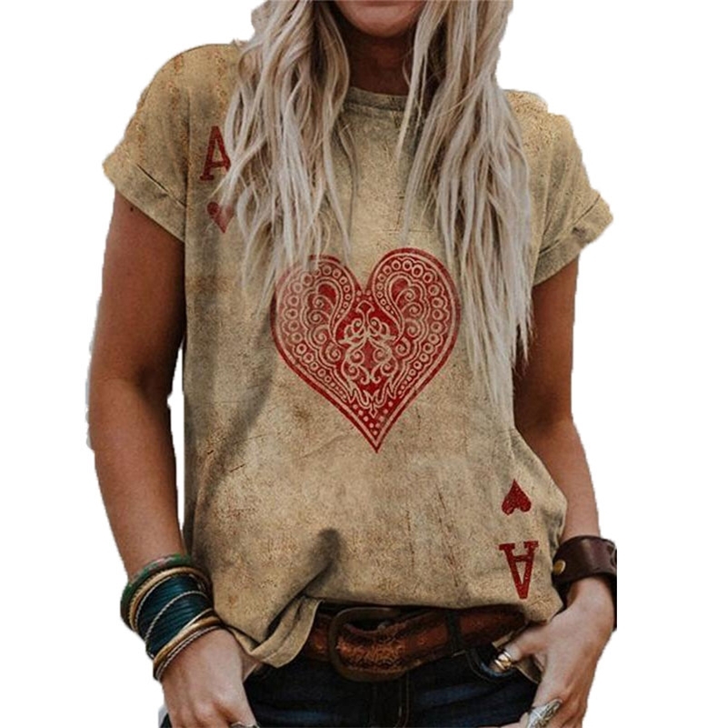 Women's Summer Round Neck Casual Loose Valentines Day Unique Heart Shaped Faded T Shirt S-5XL 210306