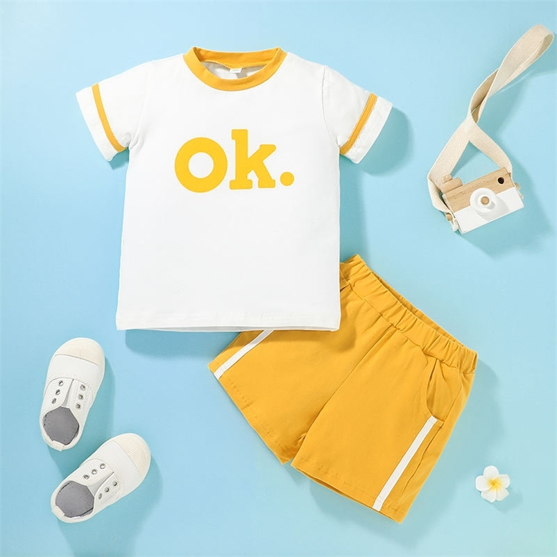 Summer Children Sets Casual Short Sleeve O Neck Print OK T-Shirt Orange Shorts 2Pcs Girl Boys Clothes 210629, White
Summer Children Sets Casual Short Sleeve O Neck Print OK T-Shirt Orange Shorts 2Pcs Girl Boys Clothes 210629, White