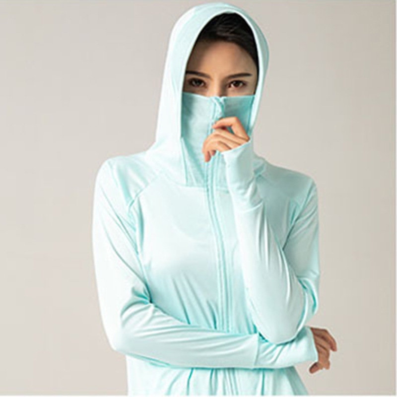 Summer Explosion Ice Silk Sun Protection Clothing Outdoor Shade Solid Sunscreen Clothing Breathable UV Hooded Sunscreen Clothing 201203