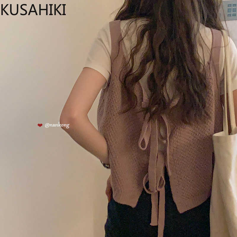 KUSAHIKI Korean Back Bow Tie Hollow-out Causal Knitted Tank Tops Spring Sleeveless O-neck Sweater Camis Femme Tanks 6G098 210602, Black
KUSAHIKI Korean Back Bow Tie Hollow-out Causal Knitted Tank Tops Spring Sleeveless O-neck Sweater Camis Femme Tanks 6G098 210602, Black