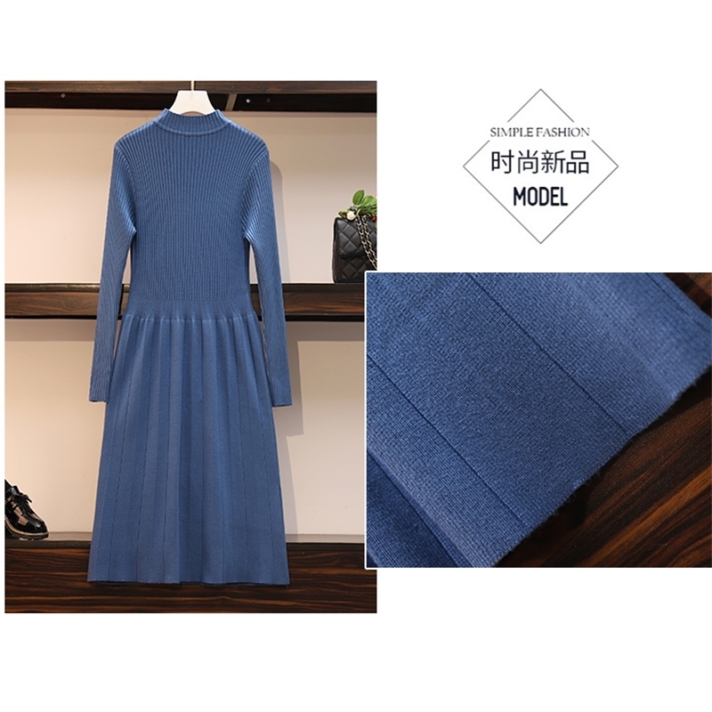 ONeck Women Winter Warm Sweater Dress women Casual Loose Long Sleeve Knitted Dress Ladies Elegant party dress 201008