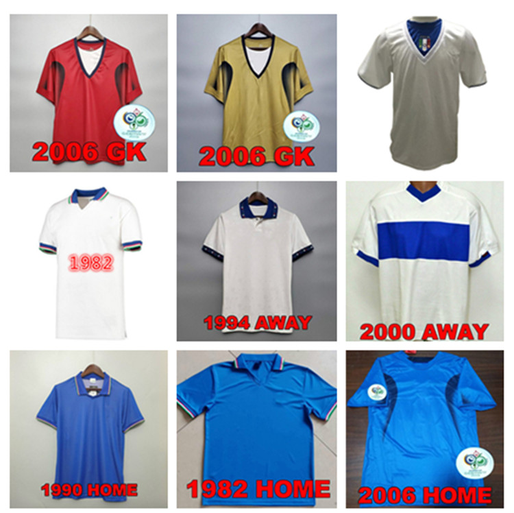 italy retro soccer jerseys 1990 1999 2000 2002 2006 football shirt 1994 JERSEY Maldini Baggio Donadoni Schillaci Totti Del Piero 2006 Pirlo