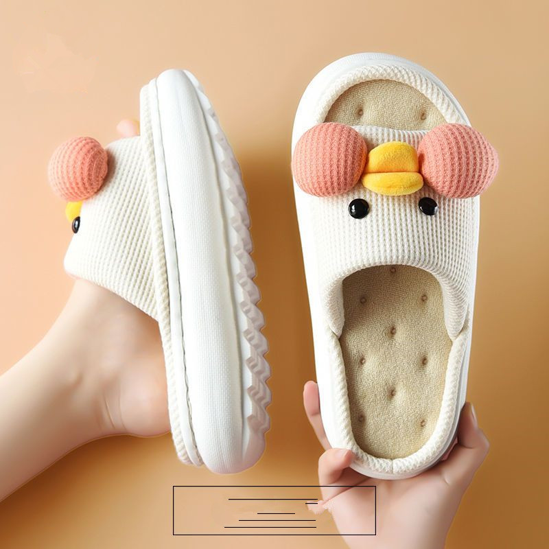 Winter fashion lovely thick bottom cartoon linen slippers for home comfortable soft massage couple cotton shoes 36-41 Factory direct sale