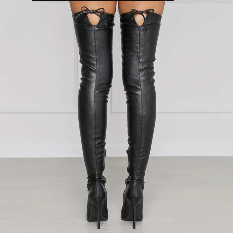 Thigh High Boots For Girls Sexy Women's Over-the-knee Pointed Toe Knee Heels Side Zip Long Female 211021