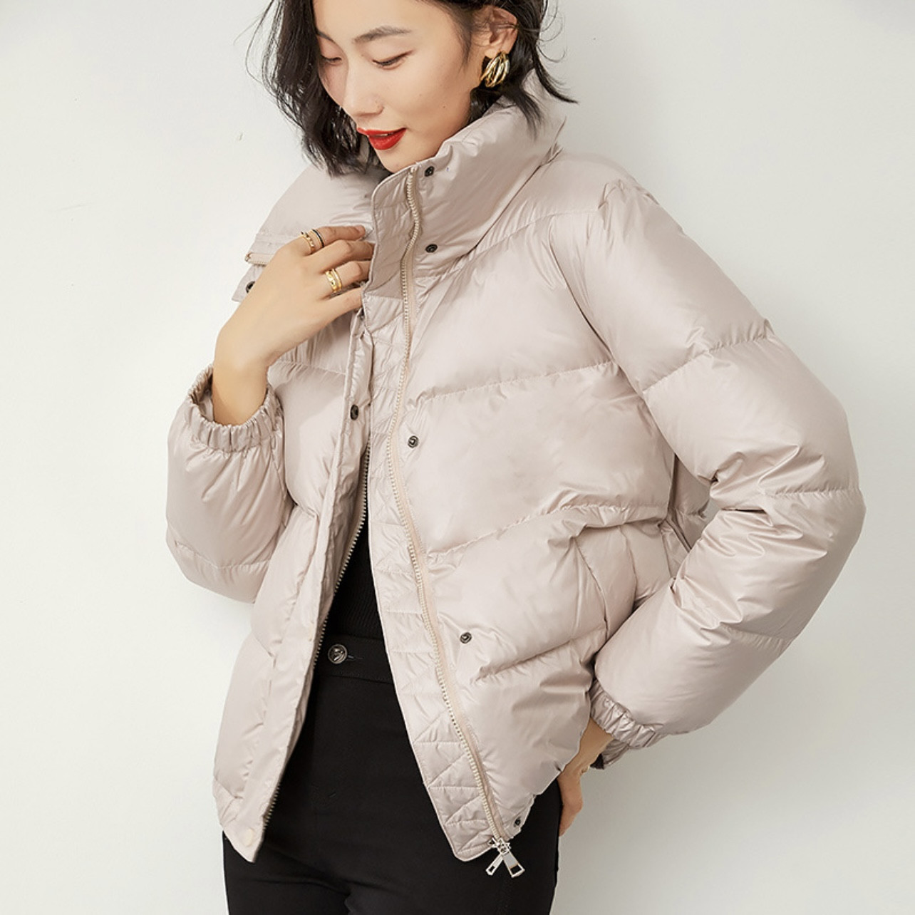 Women parka Solid zipper Long sleeve Hooded Thick Outwear Coat Jacket Fashion Cotton, Beige
Women parka Solid zipper Long sleeve Hooded Thick Outwear Coat Jacket Fashion Cotton, Beige