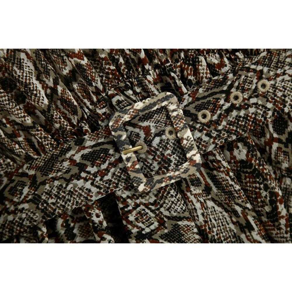 Women Dress Animal Print High Neck Long balloon sleeves Short Dress Belt Elastic waistband Lining vestidos femme robe 210709