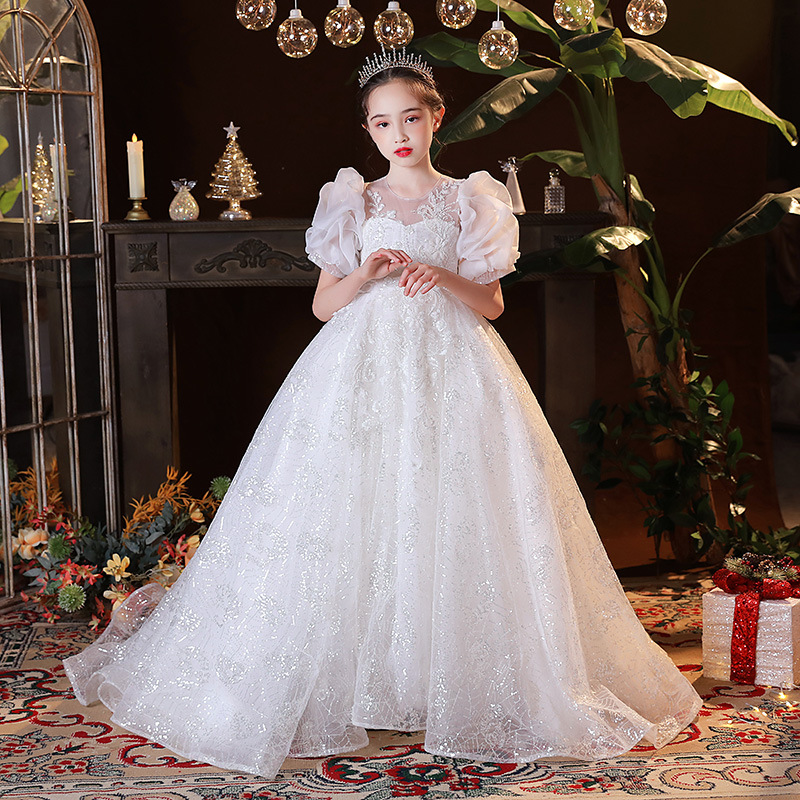 Puffy Girls Dresses 3D Wer V Neck Long Train Kids Teens Pageant Gowns Birthday Party Dress For Wedding Cooktail Gown 403 6660311