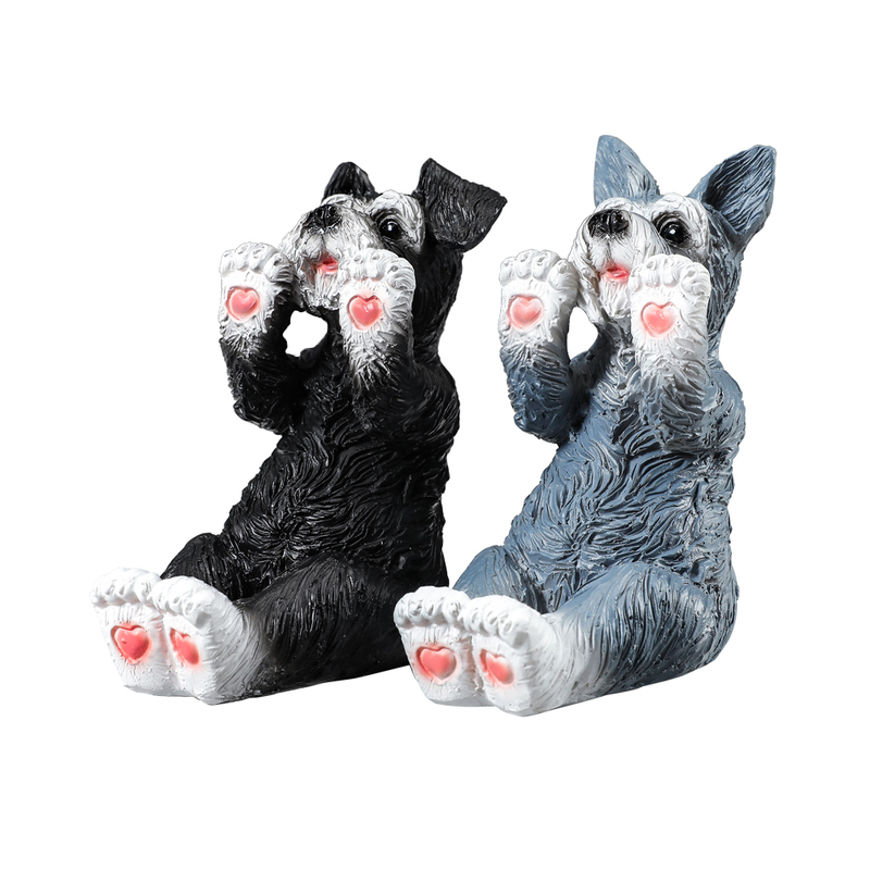 Mobile Phone Holder Schnauzer Animal Figurines Desk Accessories Table Decoration Figurines for Interior Ornaments for Home Decor 220211