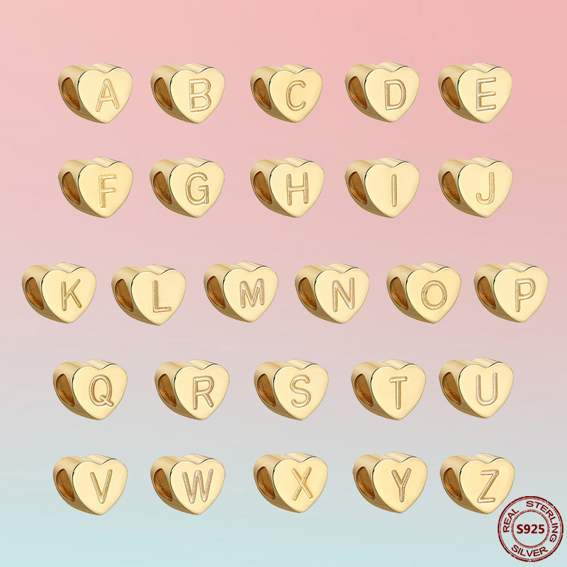 100% 925 Sterling Silver Letter Bead Alphabet Charm Fit Pandora Original Bracelet Gold Color Pendant Bead DIY Necklace Jewelry Q0531 
100% 925 Sterling Silver Letter Bead Alphabet Charm Fit Pandora Original Bracelet Gold Color Pendant Bead DIY Necklace Jewelry Q0531