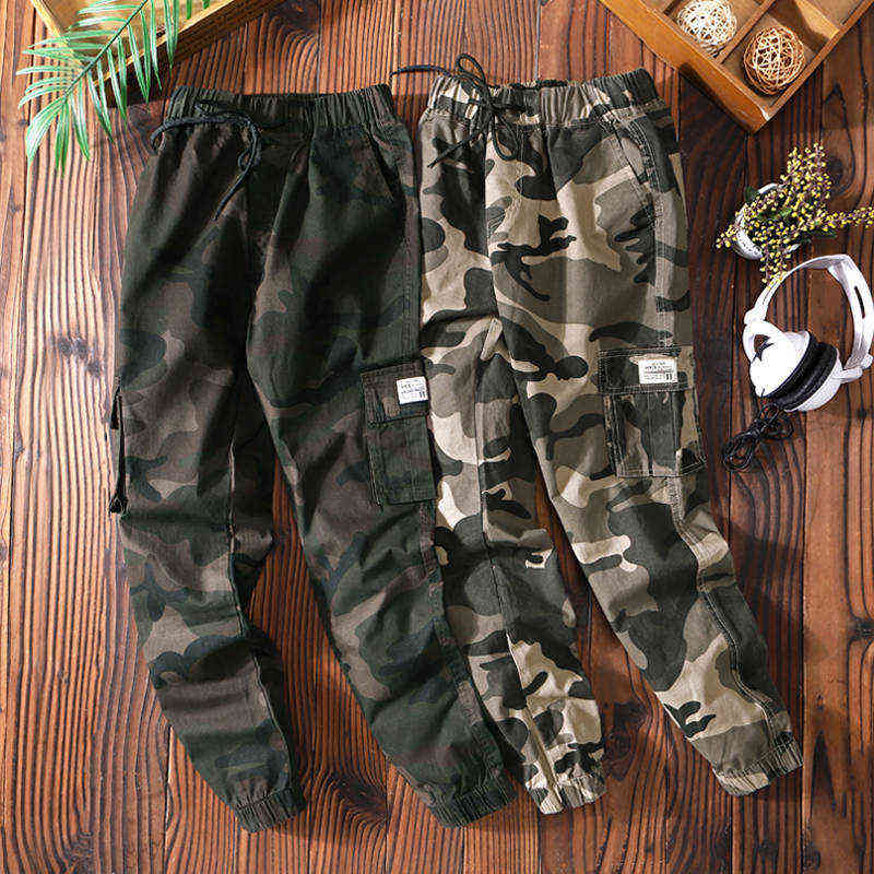 Camouflage Streetwear Cargo Pants Women Casual Joggers Black High Waist Loose Female Trousers Korean Style Ladies 211115