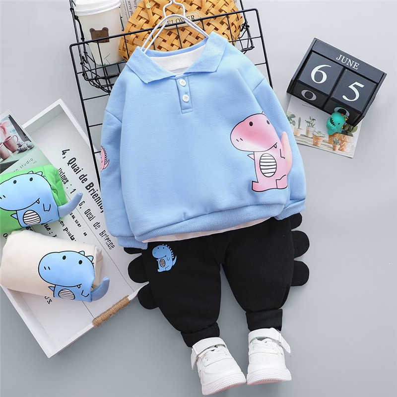 0-4 years High quality boy clothing set autumn winter fashion cartoon thicken kid children toddler baby 210615