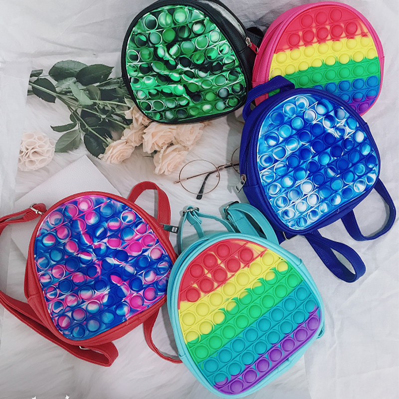 New 20cm Fidget Toy Backpack Silicone Push Bubble Backpacks Storage Bag Sensory Stress Relief Simple Dimple Tie Dye Bags
New 20cm Fidget Toy Backpack Silicone Push Bubble Backpacks Storage Bag Sensory Stress Relief Simple Dimple Tie Dye Bags