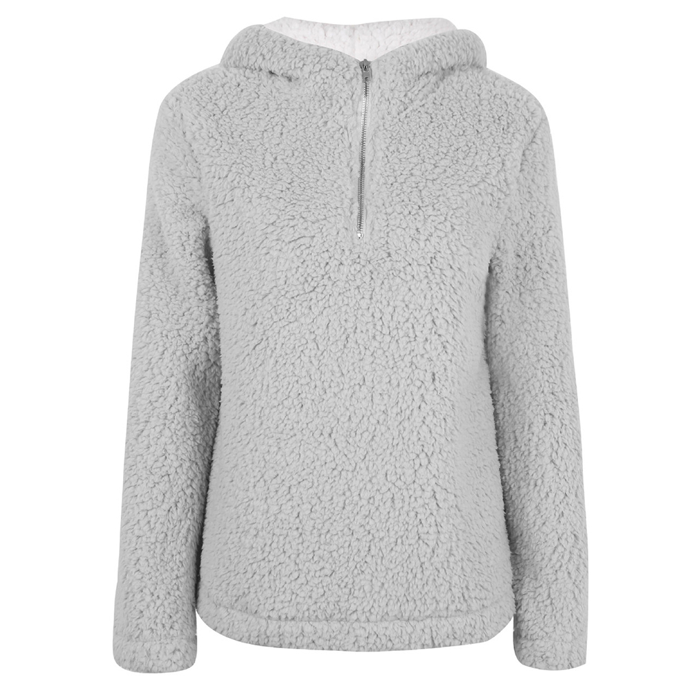 Ladies With Pocket Fashion High Collar Warm Zipper Up Long Sleeve Casual Autumn Winter Loose Soft Women Hoodie Outwear Solid T200525