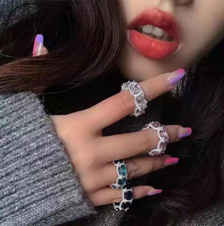 Sparkg Sterg Sier Wedding Rings for Women - Eternity Bands with 5A Cubic Zirconia