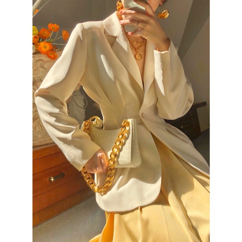 2021 Spring Down Collar Thin Waistband Jacket Ladies Women' Coat Tops for Women Blazers Hg1a, Ivory
2021 Spring Down Collar Thin Waistband Jacket Ladies Women' Coat Tops for Women Blazers Hg1a, Ivory