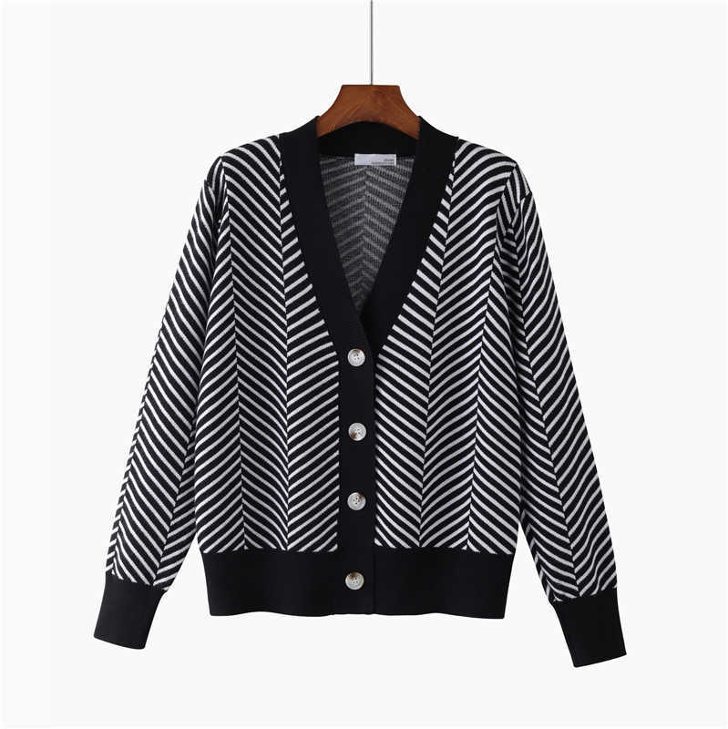HLBCBG Single Breasted V Neck Women Button Black Christmas Tree Cardigan Sweater Knitted Loose Oversized Jumper Top Jacket Coat 210914