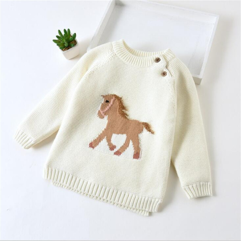 Knitted Baby Clothes Girls Sweater Infant Clothing Newborn Baby Boy Sweaters Thick Fleece Unicorn Kids Sweaters Toddler Cardiagn 210308