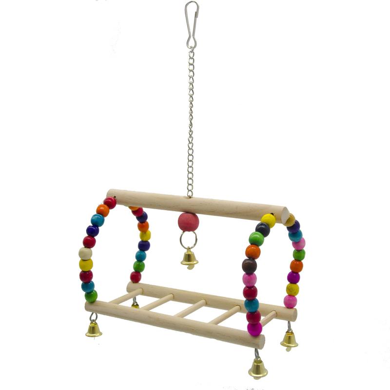 Other Bird Supplies 2021 Toys Birds Pets Parrots Ladders Climbing Toy Hanging Colorful Balls With Natural Wood