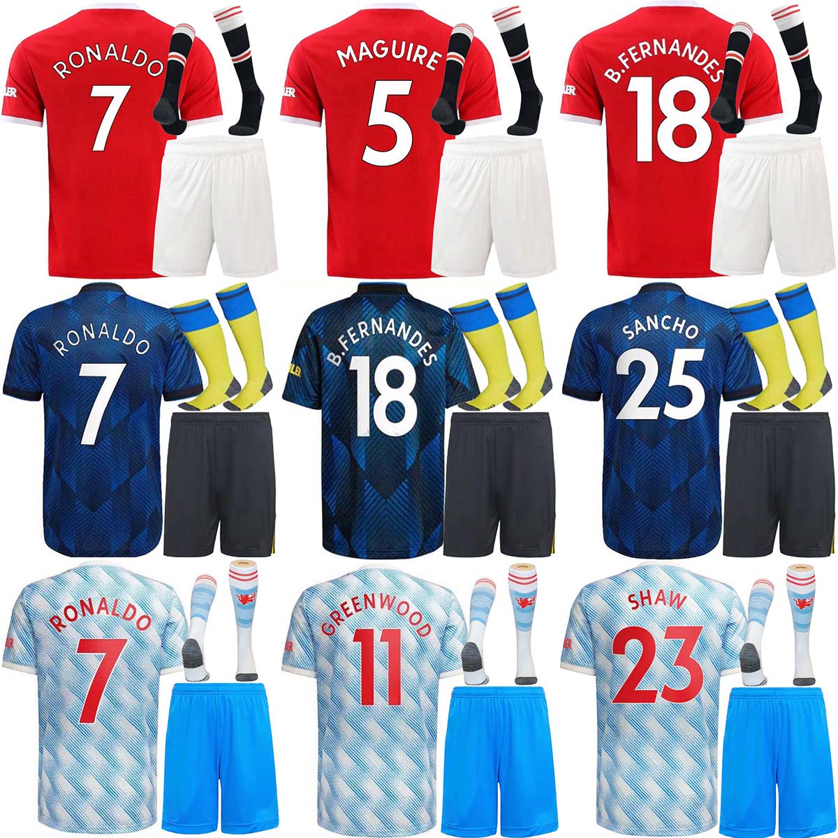 21 22 Ronaldo SANCHO MaNcHeStEr MaN soccer jerseys uNiTeD CAVANI Player BRUNO FERNANDES POGBA RASHFORD R. Varane football shirts uTd 2021 2022 kids kit +Socks, Black
21 22 Ronaldo SANCHO MaNcHeStEr MaN soccer jerseys uNiTeD CAVANI Player BRUNO FERNANDES POGBA RASHFORD R. Varane football shirts uTd 2021 2022 kids kit +Socks, Black