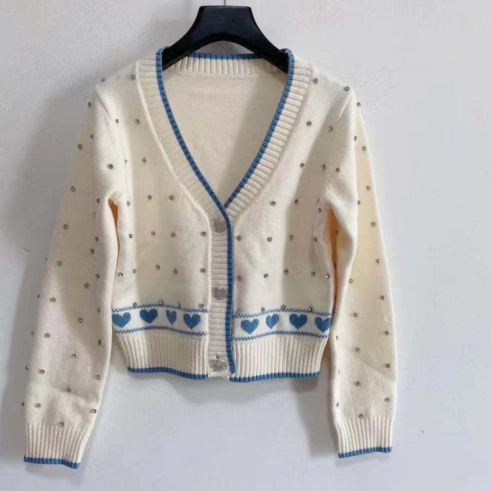 2021 High quanlity Style Sweater white Regular Long Sleeve V-Neck Beads Cardigan Coat Fashion Brand Women Clothes, Customize
2021 High quanlity Style Sweater white Regular Long Sleeve V-Neck Beads Cardigan Coat Fashion Brand Women Clothes, Customize