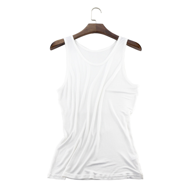 Summer Men Tank Tops 100% Real Silk O-neck Knitted Casual Vest Male Casual Comfortable Cool Breathable Tank Tops 9501 210308