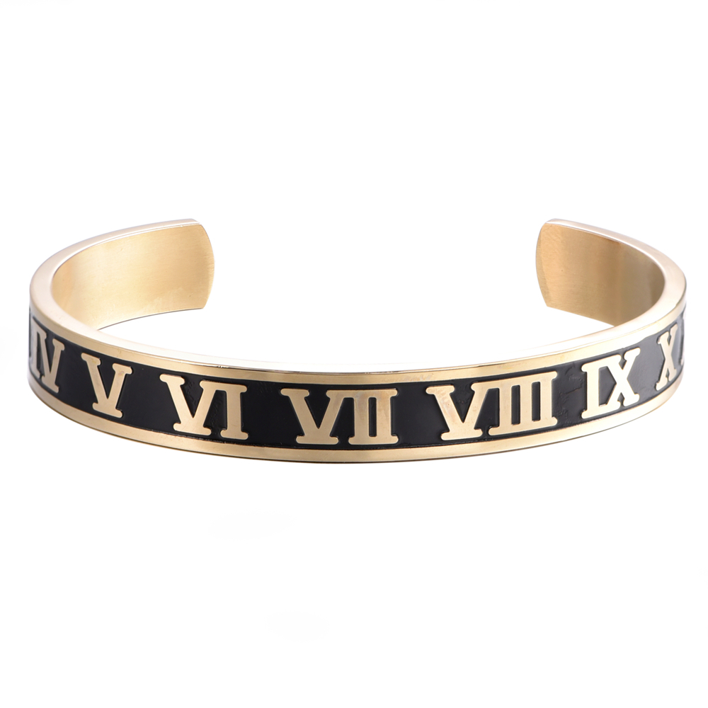 3pcs/set Charm Jewelry Luxury Crown Handmade Men Enamel Roman Numeral Bangles Hemp Rope Buckle Open Stainless Steel Micro Pave CZ
