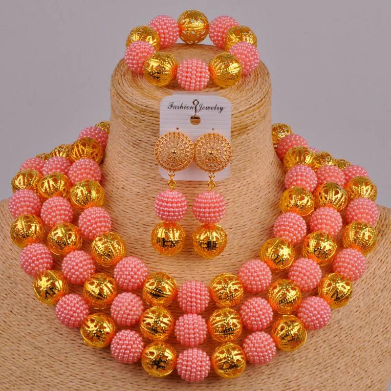 Earrings & Necklace Peach Imitation Pearl Beads African Jewelry Set For Women FZZ48, Silver
Earrings & Necklace Peach Imitation Pearl Beads African Jewelry Set For Women FZZ48, Silver
