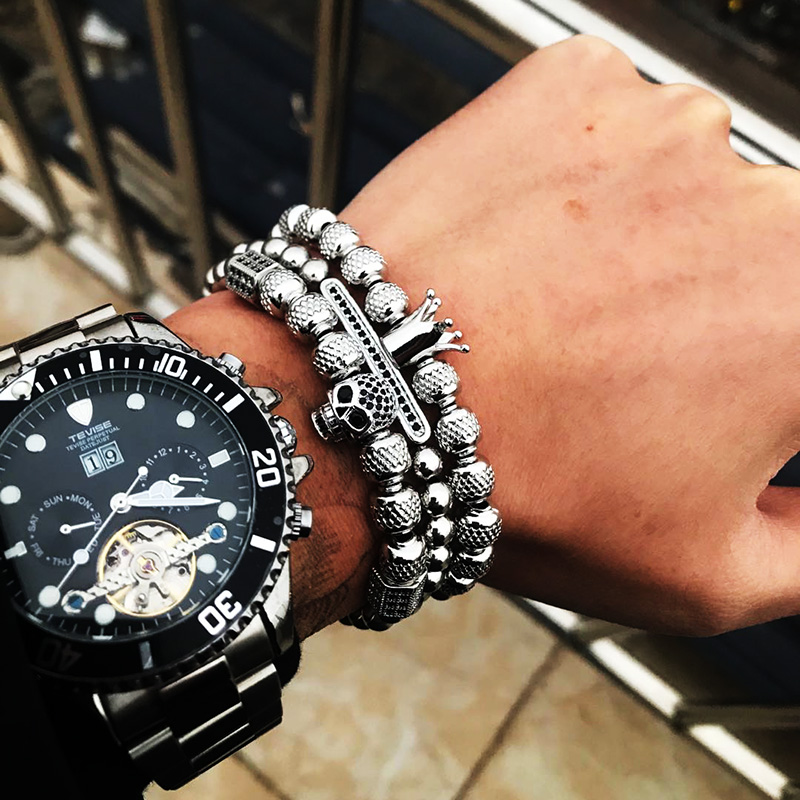 Silver Color Royal Men Bracelet Pulseras Bileklik Handmade Accessories Copper Crown Skull Bracelets Set Charm Armband Mens NEW, Black
Silver Color Royal Men Bracelet Pulseras Bileklik Handmade Accessories Copper Crown Skull Bracelets Set Charm Armband Mens NEW, Black