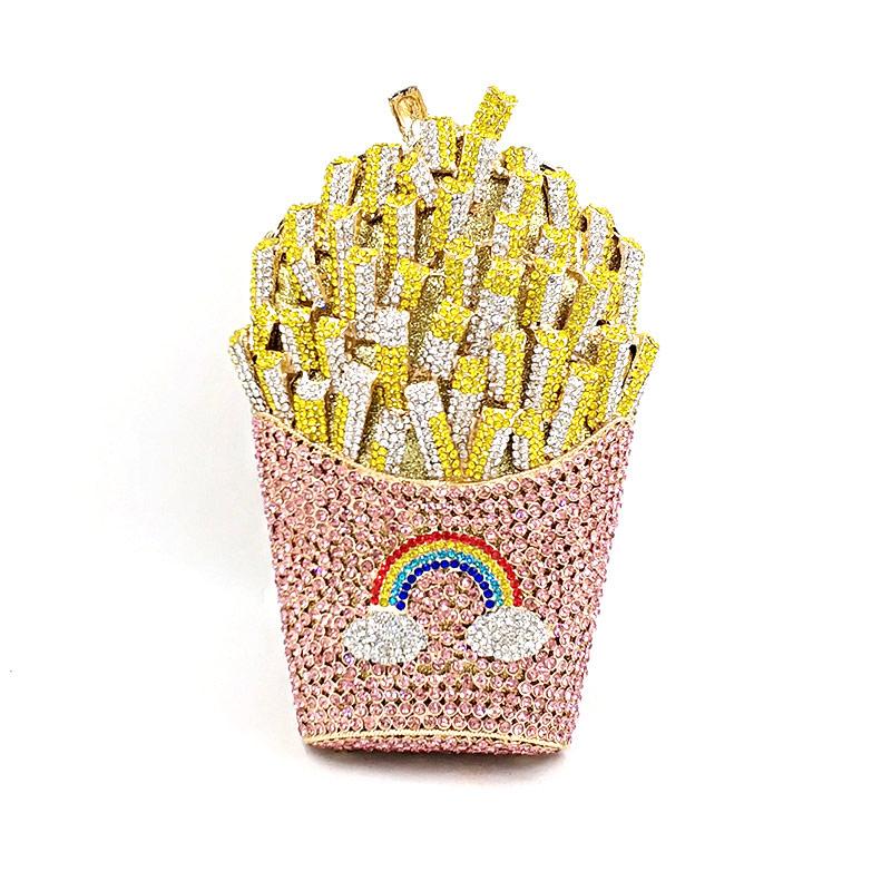 Evening Bags Est Bridal Wedding Party Purses Women Special Bag Diamonds French Fry Fries Rainbow Clutches Crystal
