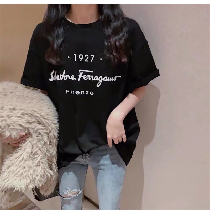 Casual Cotton T-Shirt Women Summer Korean Style Fashion Letter Print O-Neck Short Sleeve Black White Tshirt Tops T452 210302