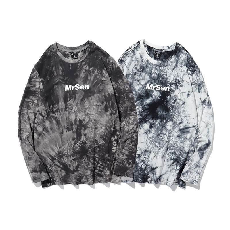 t shirt 2021 autumn men's and women's casual round neck long sleeve tie dye printing loose, White;black
t shirt 2021 autumn men's and women's casual round neck long sleeve tie dye printing loose, White;black