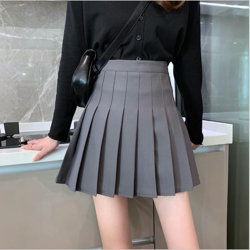 Women Pleated Skirt Cute Sweet Girl School Uniform Skirt Black White High Waist Dance Skirt Fashion Female Pleated Mini Skirts 210306