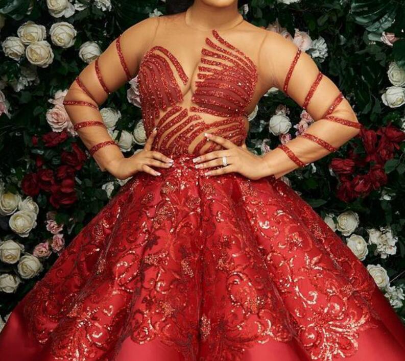 aso ebi arabic luxurious lace burgundy evening dresses beaded sheer neck prom dresses satin formal party second reception gowns zj624