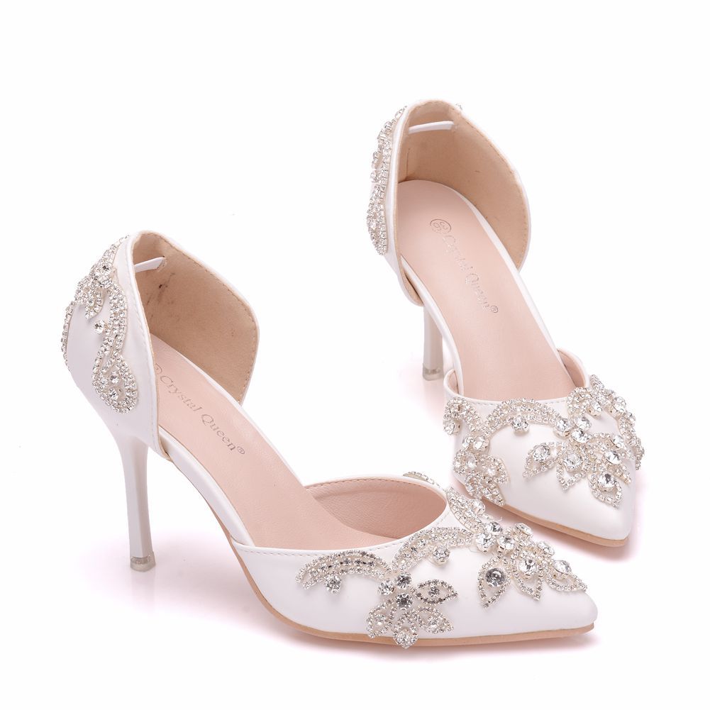 Rhinestone women's wedding shoes pointed hollow high-heeled sandals, White
Rhinestone women's wedding shoes pointed hollow high-heeled sandals, White