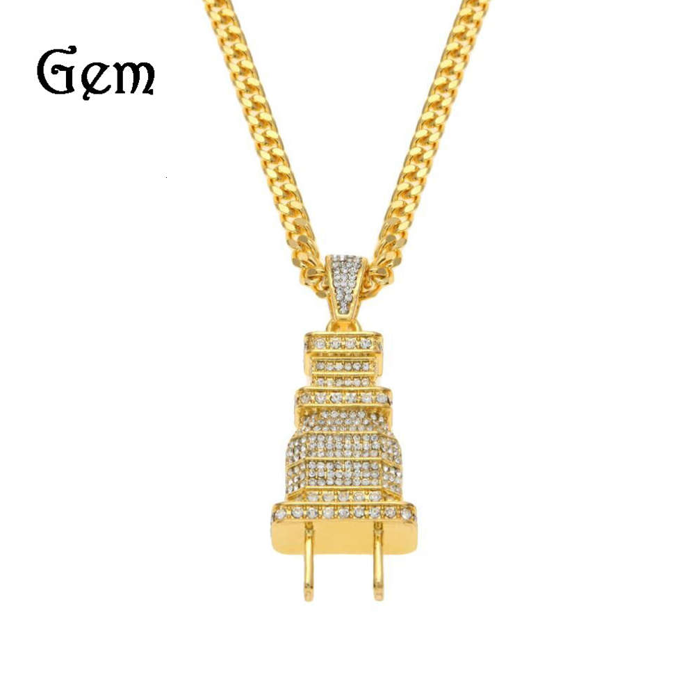 New heavy industry full diamond plug Pendant with 421 Diamond Pendant hip-hop Necklace
