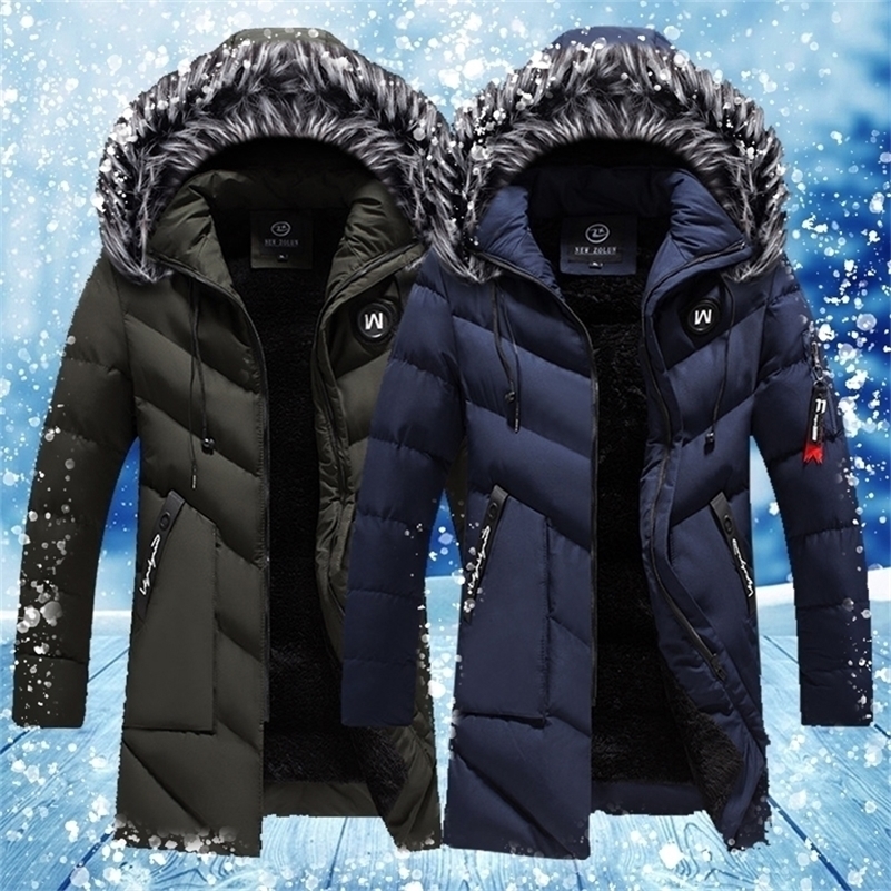 Winter Parkas Men Long Outwear Coat Mens Winter Jacket Cotton Padded Puffer Jacket Fashion Outdoor Coat Warm Fur Collar 201027