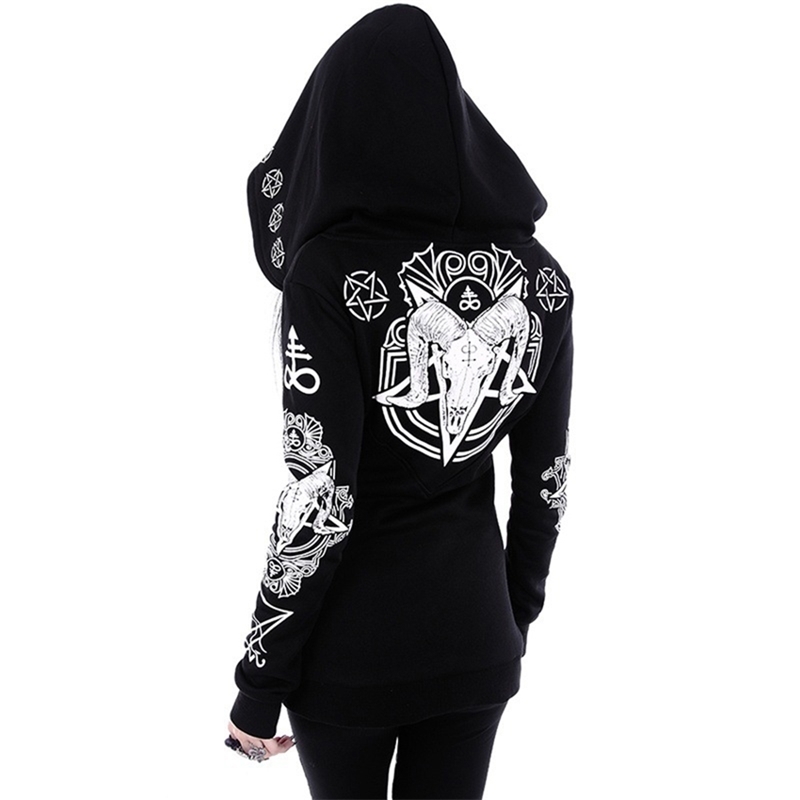 New Gothic Women Hoodie Casual Long Sleeve Hooded zip-up Sweatshirts Hooded Female Jumper Fashion Women Tracksuits Hoodie 201109