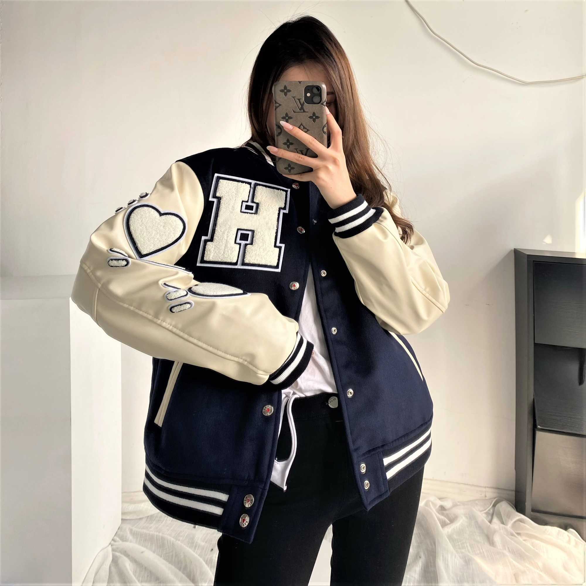 Hip Hop Varsity Jacket Mens Furry Letters Embroidery Color Block College Jackets Womens Harajuku Baseball Coats Unisex 210924