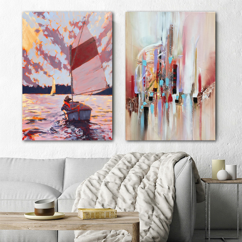 Colorful Boat Wall Pictures For Living Room Canvas Painting Posters And Prints Modern Landscape Home Decor No Frame