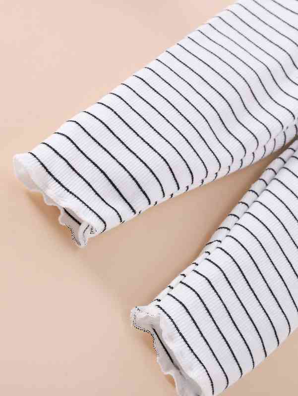Baby Striped Ruffle Trim Bodysuit & Leggings SHE