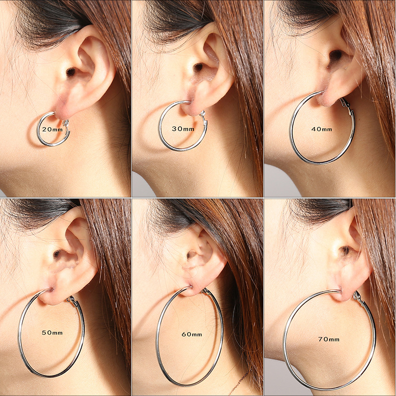 Simple C Shaped Big Hoop Ear Rings 925 Sterling Silver Earings Nail Gold Color Exaggerated Geometric Circle Loops Earrings for Women