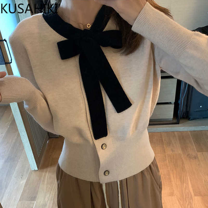 KUSAHIKI Spring Women Sweater Coat Korean Hit Color Bow Tie O-neck Kintted Cardigan Long Sleeve Elegant Knitwear 6E552 210602, Beige
KUSAHIKI Spring Women Sweater Coat Korean Hit Color Bow Tie O-neck Kintted Cardigan Long Sleeve Elegant Knitwear 6E552 210602, Beige