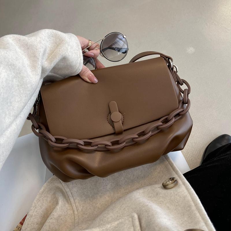 Designer Vintage PU Leather Chain Crossbody Handbags and Purses 2021 Fashion Lady Simple Shoulder Bag Sac A Main, Coffee 
Designer Vintage PU Leather Chain Crossbody Handbags and Purses 2021 Fashion Lady Simple Shoulder Bag Sac A Main, Coffee