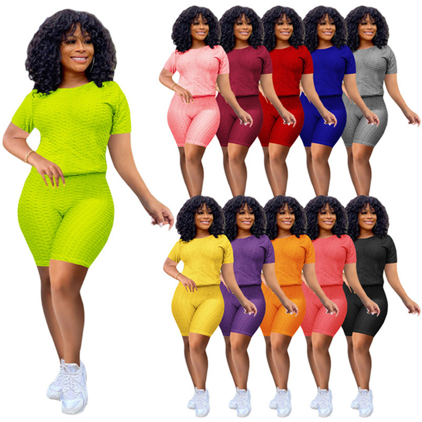 Summer jogger suit Women outfits short sleeve T-shirts+short pants solid color two piece set plus size S-2XL sportswear sports suits 4487, Green
Summer jogger suit Women outfits short sleeve T-shirts+short pants solid color two piece set plus size S-2XL sportswear sports suits 4487, Green