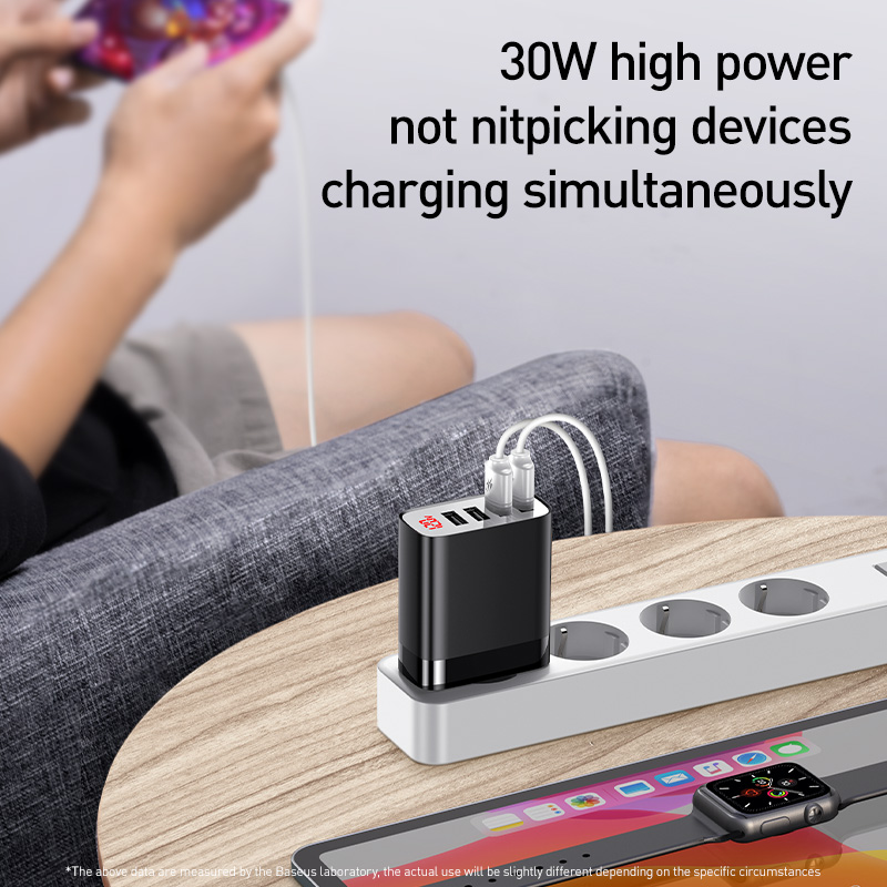 Baseus 30W USB Charger 4 Ports Quick Charger 6A Phone Charger With Digital Display Travel Wall for Phone
Baseus 30W USB Charger 4 Ports Quick Charger 6A Phone Charger With Digital Display Travel Wall for Phone